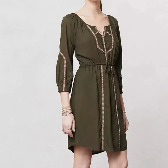 anthropologie olive green dress New Anthropologie Olive Green 